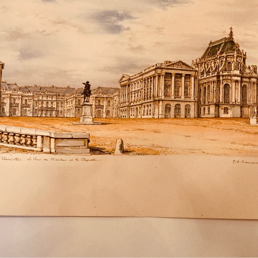 Antique color print on paper Palais de Versailles French architectural landmark - Picture 8 of 12